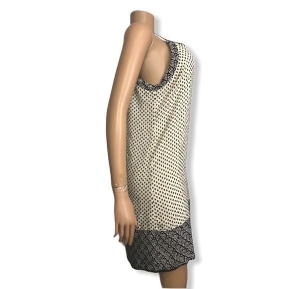 Skies are Blue Shift Dress Printed Halter Split-Neck cream black Border size M - Picture 4 of 15